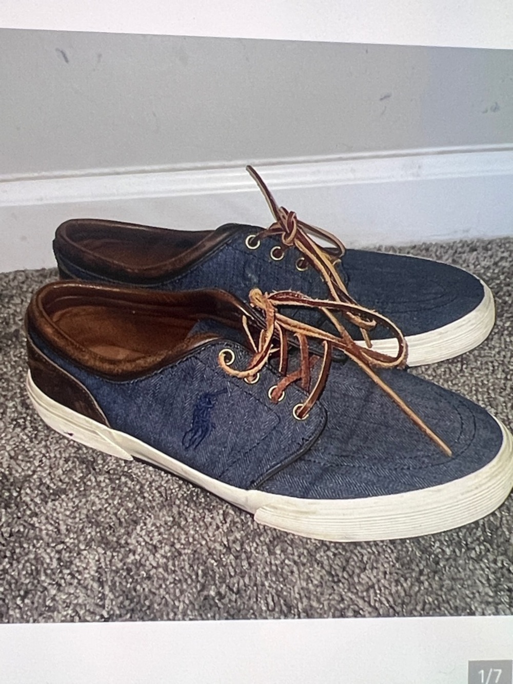 Polo Ralph Lauren Canvas Leather Shoes Size 10.5
